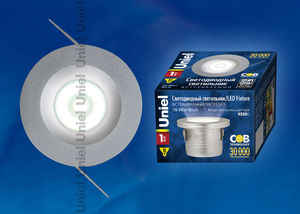 ULM-R02-1W/NW IP20 Sand Silver картон Светильник свет. встр., 110-240В, алюминий, цвет мат. серебро. Белый свет.			