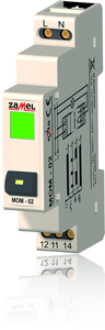 МОМ-02-20 Выключатель кнопочный с зеленым  индикатором 16А IP20 на DIN рейку Zamel