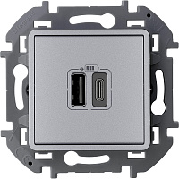 673762 Зарядное устройство с двумя USB-разьемами A-C 240В/5В 3000мА - INSPIRIA - алюминий