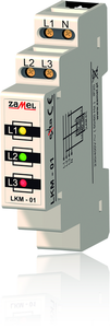 LKM-01-40 Сигнализатор световой 3Ф желт-зел-красный IP20 на DIN рейку Zamel