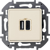 673761 Зарядное устройство с двумя USB-разьемами A-C 240В/5В 3000мА - INSPIRIA - слоновая кость