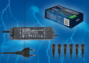 UET-VPL-009A33 12V IP33 Блок питания 6 выходов с вилкой, влагозащищ. кабелем и 6 коннекторами, 9Вт